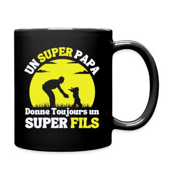 Super Papa Super Fils Cadeau Pere - Mug uni - noir - Droite