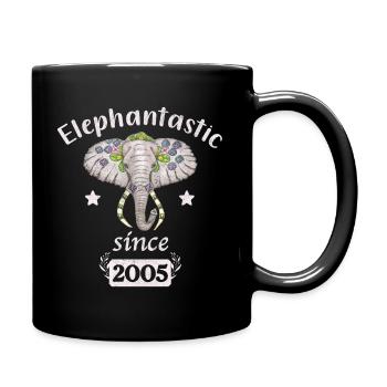 Elephantastic since 2005, elephant head decorated - Full Colour Mug - black - Right
