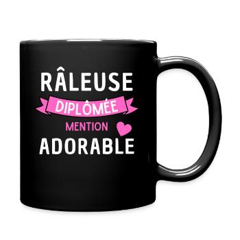 Humour fun Râleuse diplômée mention adorable - Mug uni - noir - Droite
