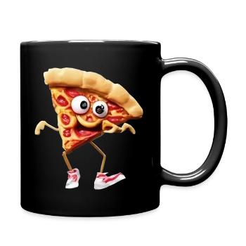 Drôle, tranche de pizza courante - Mug uni - noir - Droite