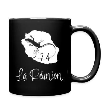 Carte de La Réunion 974 Margouillat Homme Et Femme - Mug uni - noir - Droite