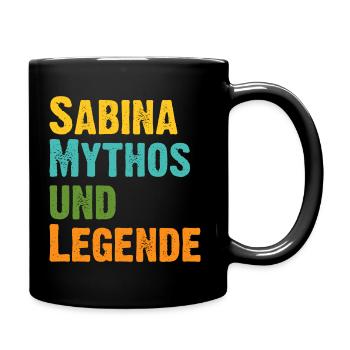 Sabina, die Frau der Mythos die Legende. Vintage - Tasse einfarbig - Schwarz - Rechts