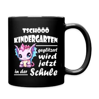 Einschulung Schulkind Drache - Tasse einfarbig - Schwarz - Rechts