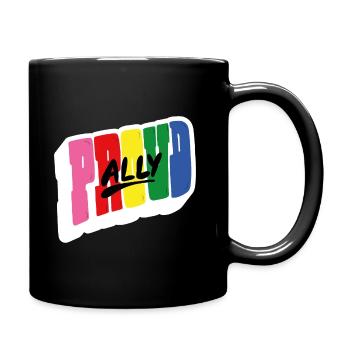 Proud ally in regenbogen design - Tasse einfarbig - Schwarz - Rechts