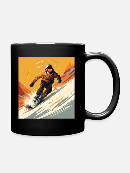 Art du t-shirt : les snowboarders en action - Mug uni - noir
