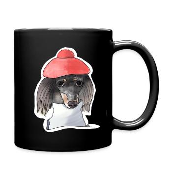 Künstler-Hund - Tasse einfarbig - Schwarz - Rechts