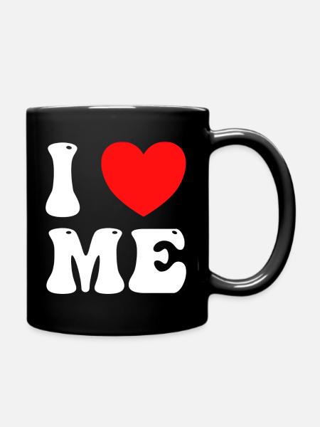 i love me - i love myself - be proud optimist - Full Colour Mug - black