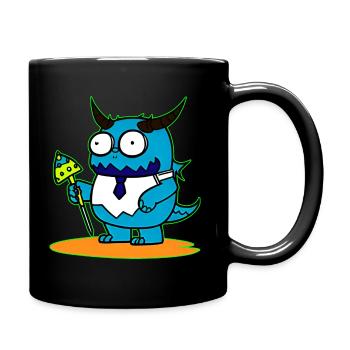 Süßes blaues Horror Zombie Monster mit Hörner - Tasse einfarbig - Schwarz - Rechts