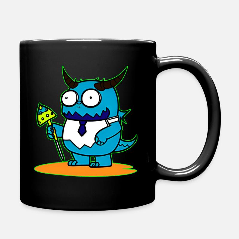 Süßes blaues Horror Zombie Monster mit Hörner - Tasse einfarbig - Schwarz