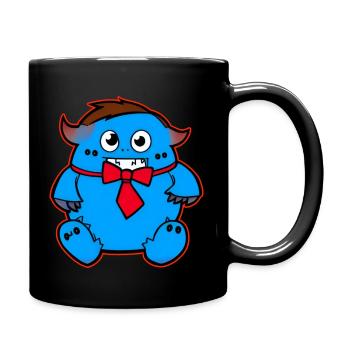 Mignon monstre zombie bleu avec arc rouge - Mug uni - noir - Droite