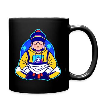 Bouddha mignon en position de yoga avec sweat à capuche - Mug uni - noir - Droite