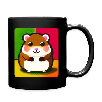 Niedlicher süßer dicker Hamster - Tasse einfarbig - Schwarz - Rechts