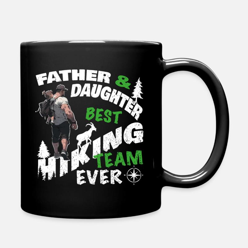 Hiking Mountains Proud Daddy Daughter Team Father's Day - Full Colour Mug - black