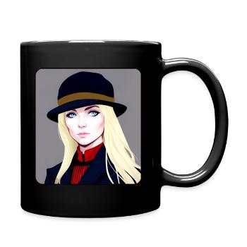 Blonde girl in cool steampunk style - Full Colour Mug - black - Right