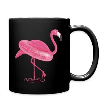 FLAMINGO und SWIMMING CIRCLE T Shirt - Tasse einfarbig - Schwarz - Rechts