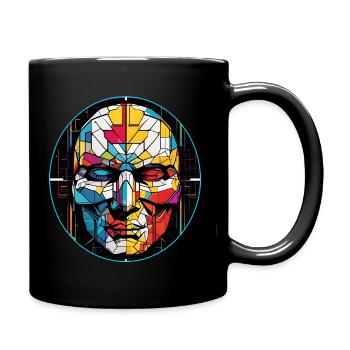 Biometrisches buntes Männer Gesicht - Tasse einfarbig - Schwarz - Rechts
