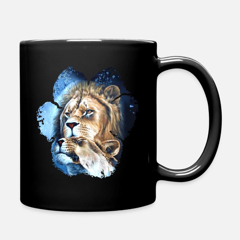 Lion Pair 2 - Full Colour Mug - black