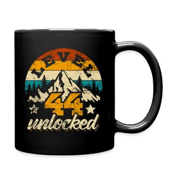 Level 44 unlocked - Gamer - Birthday - Gift - Full Colour Mug - black - Right
