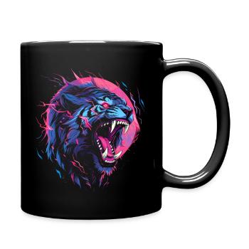Synthwave Tiger - Tasse einfarbig - Schwarz - Rechts