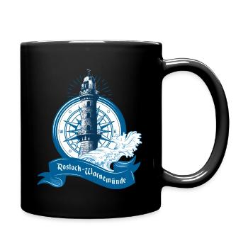 Leuchtturm Warnemünde, Rostock - Tasse einfarbig - Schwarz - Rechts
