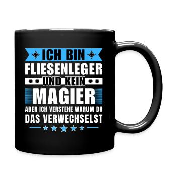 Ich bin Fliesenleger und kein Magier - Tasse einfarbig - Schwarz - Rechts