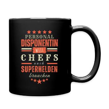 Personaldisponentin Superhelden Vintage Spruch - Tasse einfarbig - Schwarz - Rechts