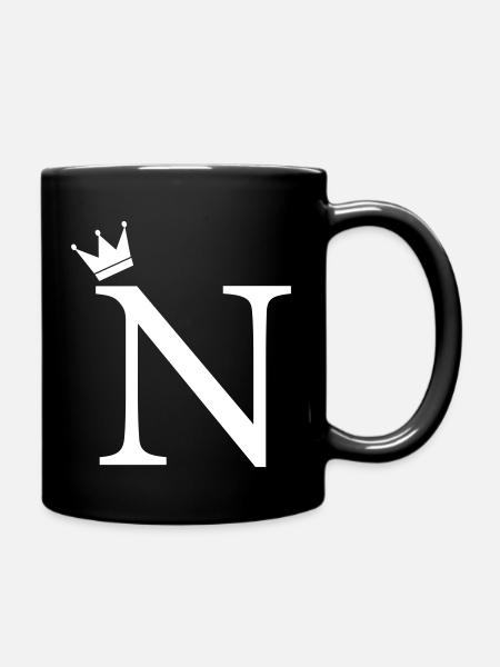 N-Monogramm-Krone - Tasse einfarbig - Schwarz