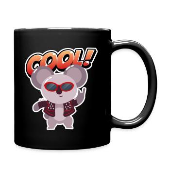 Koala in cooler Pose - Tasse einfarbig - Schwarz - Rechts