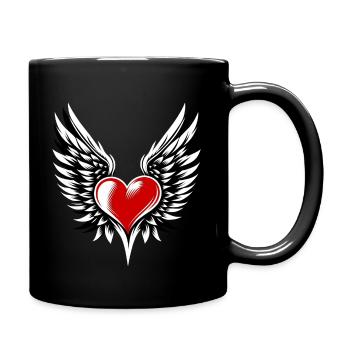 I ♥️ U | Herz mit Flügeln | Herz Jesu - Tasse einfarbig - Schwarz - Rechts