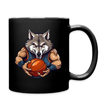 Wolf Basketballer - Tasse einfarbig - Schwarz - Rechts