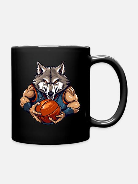 Wolf Basketballer - Tasse einfarbig - Schwarz