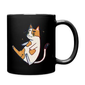 Floating Feline - Full Colour Mug - black - Right
