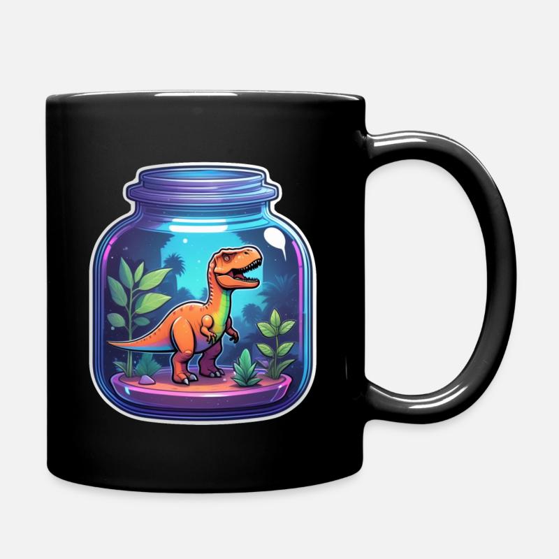Dinosaur in a Cartoon Jar - Full Colour Mug - black