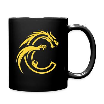 Buchstabe C mit Drache - Tasse einfarbig - Schwarz - Rechts