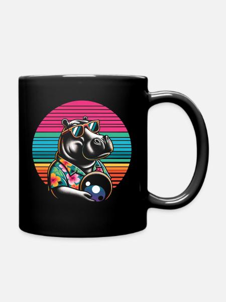 Nilpferd Bowling - Tasse einfarbig - Schwarz