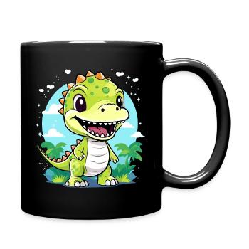cute dinosaur, dino, little t-rex for kids - Full Colour Mug - black - Right