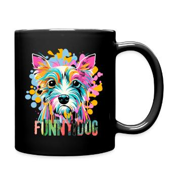 Hunderasse Bunte Pop Art - Tasse einfarbig - Schwarz - Rechts
