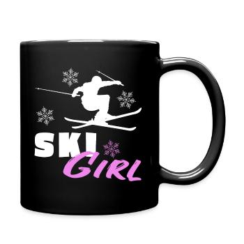 Ski Girl Girl Skier Skiing Slope Mountain - Full Colour Mug - black - Right
