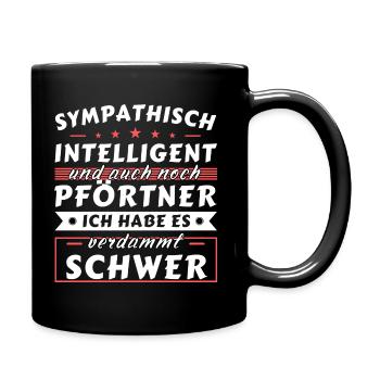 Sympathisch und intelligent - Pförtner Edition - Tasse einfarbig - Schwarz - Rechts