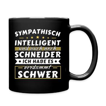 Sympathisch und intelligent - Schneider Edition - Tasse einfarbig - Schwarz - Rechts
