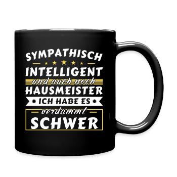 Sympathisch und intelligent - Hausmeister Edition - Tasse einfarbig - Schwarz - Rechts