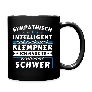 Sympathisch und intelligent - Klempner Edition - Tasse einfarbig - Schwarz - Rechts