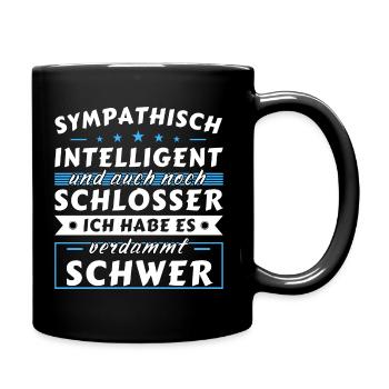 Sympathisch und intelligent - Schlosser Edition - Tasse einfarbig - Schwarz - Rechts