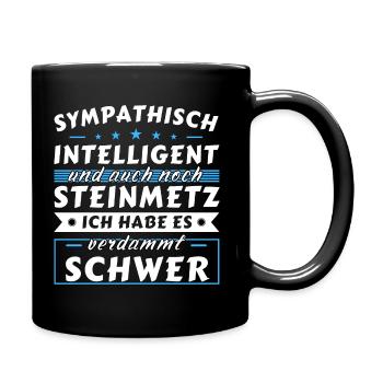 Sympathisch und intelligent - Steinmetz Edition - Tasse einfarbig - Schwarz - Rechts