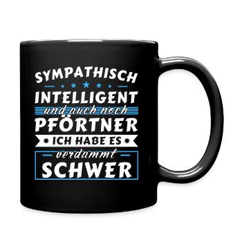 Sympathisch und intelligent - Pförtner Edition - Tasse einfarbig - Schwarz - Rechts