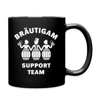 Bräutigam Support Team (JGA / Bierfässer / White) - Tasse einfarbig - Schwarz - Rechts