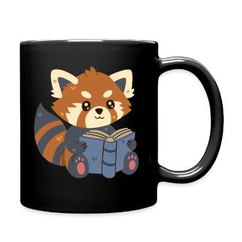 Panda roux lisant un livre - Mug uni - noir - Droite