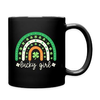 St. Patrick's Day Rainbow Tee - Lucky Girl - Full Colour Mug - black - Right