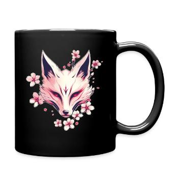 Fuchs Japanische Maske - Tasse einfarbig - Schwarz - Rechts