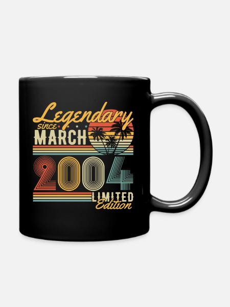 Legendary since March 2004 Vintage Birthday - Full Colour Mug - black